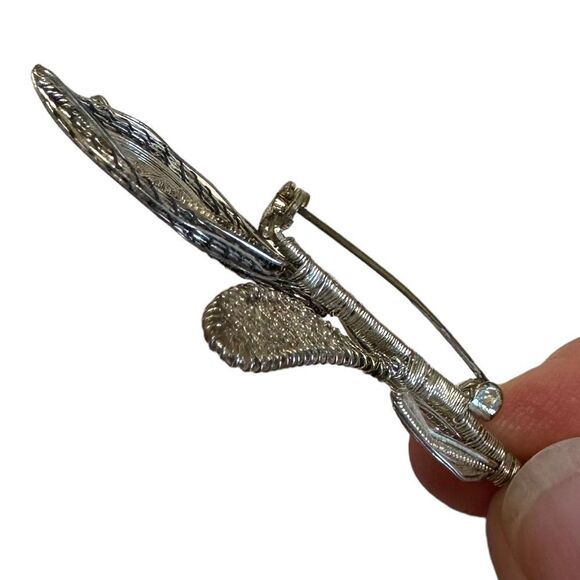 Vintage Spun Silver wire wrapped leaf brooch - Picture 5 of 7